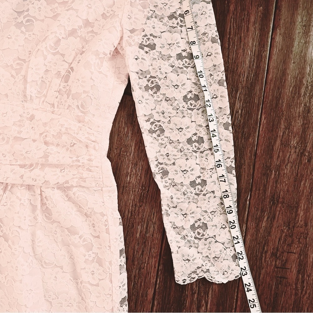 Vintage 80s Petal Pink Lace Maxi Dress 10 Cottagecore Victorian Wedding Coquette - Picture 6 of 13